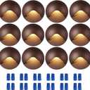CLOUDY BAY [12 Pack] Anti-Glare Low Voltage LED Deck Lights - 12-24V Recessed Step Riser, IP65 In-Ground Outdoor, 2700K Warm White, Aluminum Housing, Oil Rubbed Bronze Finish