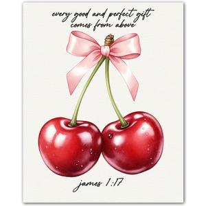 ZUKIY Sweet Blessings from Above - Cherry Wall Art Decor for Bathroom or Kitchen - Cherry Pictures for Home - Unframed 8x10 Print - Art for Bedroom Office or Nursery Dcor
