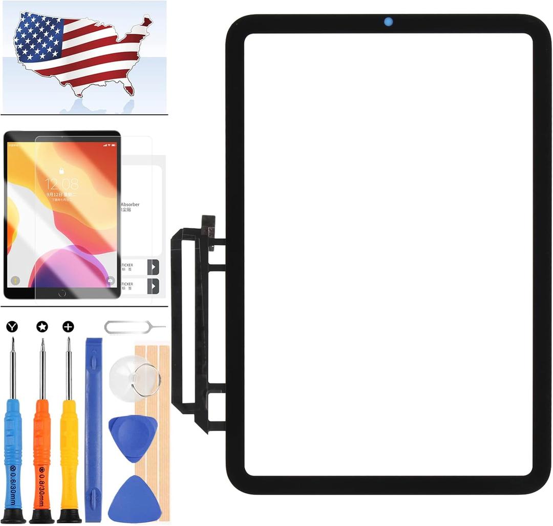 For iPad mini 6 Screen Replacement 2021, 8.3inch for iPad mini 6TH Generation Screen Rerplacement Kit A2567 Sensor Touch Parts A2568 Digitizer A2569 Outer Glass Panel Full Repair +Tepmered Glass