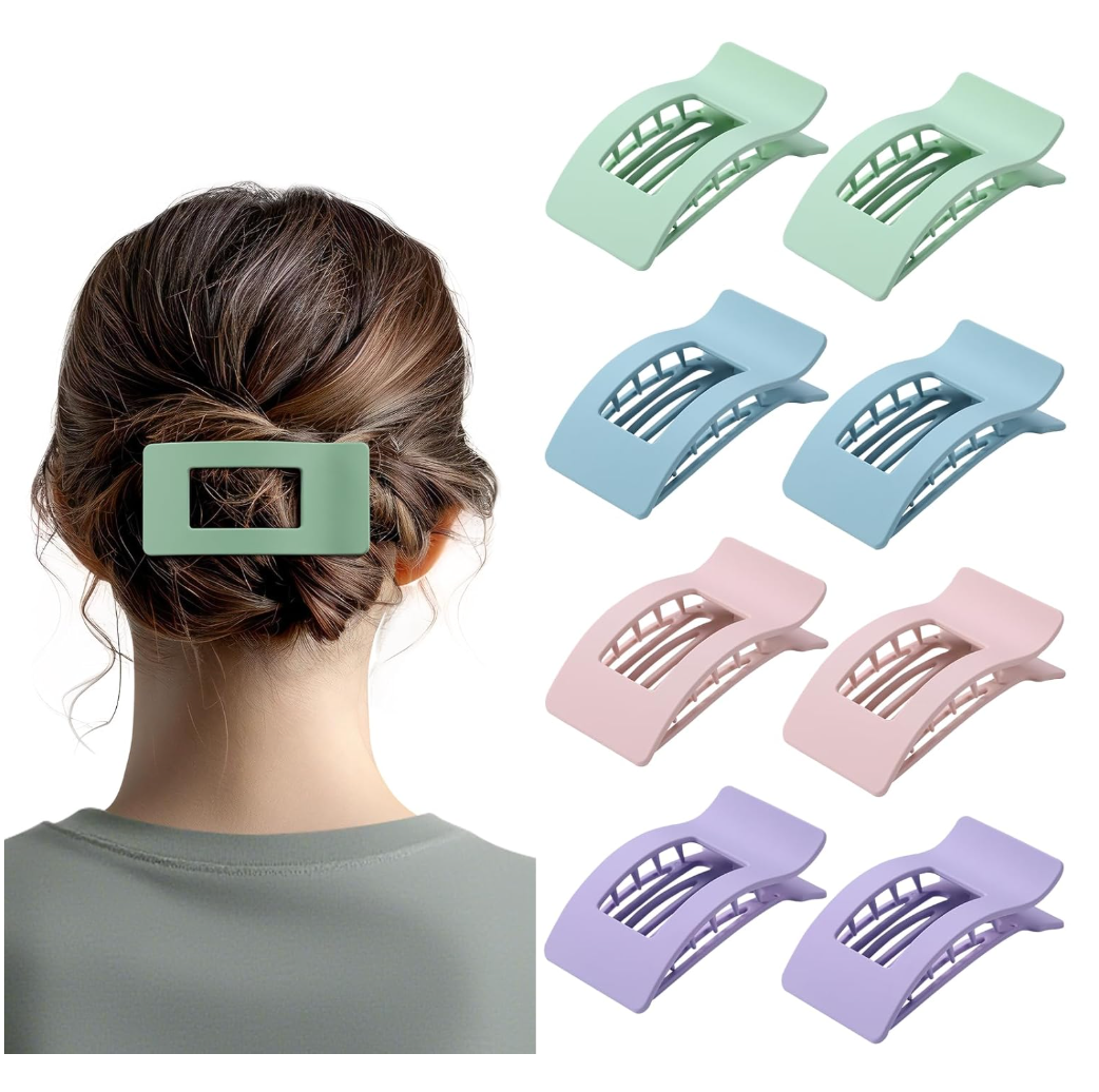 8 Pack French Flat Hair Clips for Women – Large Matte No-Slip Claw Barrettes for Thick & Thin Hair, Strong Hold Styling Accessories (Colorful)