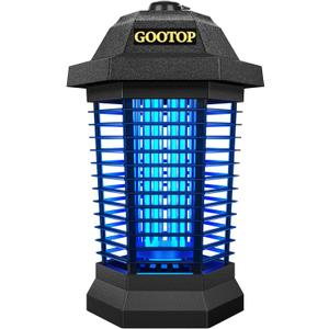GOOTOP Bug Zapper Outdoor, Mosquito Zapper, 3 Prong Plug in Electric Fly Zapper, Mosquito Killer, Fly Traps, Flying Insects Zapper Indoor Outdoor 90-130V, 4200V, ABS Plastic Outer (Black)