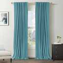 100% Blackout Shield Linen Blackout Curtains for Bedroom 84 Inches Long, Back Tab/Rod Pocket Living Room Drapes, Thermal Insulated Blackout Curtains 2 Panels Set, 50" W x 84" L, Dark Cyan
