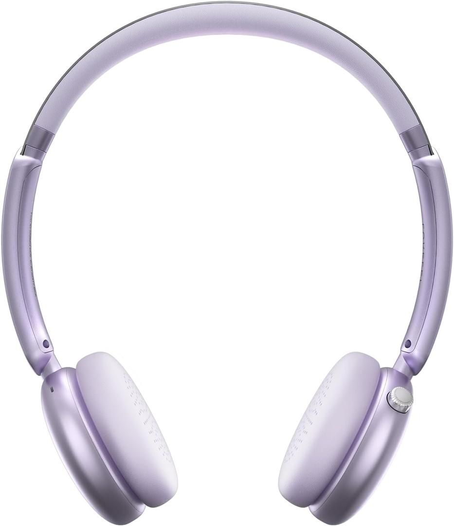 LORELEI Q60 Wireless Bluetooth On-Ear Headphones Lightweight Built-in Micphone, 40 Hours Up Battery Life, Bass Mode, Memory Earmuffs (Purple)