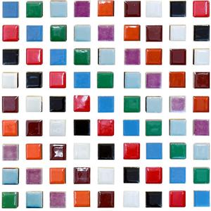 100 Pieces Ceramic Mosaic Tiles, 3/5" Square Shapes, Stained Colors, Ceramic Tiles Supplies for Crafts, Beginner Mosaic Project, Stepping Stones Decor - Mix Color