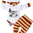 Fommy Baby Boy Clothes Flannel Plaid Outfits Long Sleeve Hoodie Romper Fall Winter 2 Pcs Clothes for Boy, 9-12M