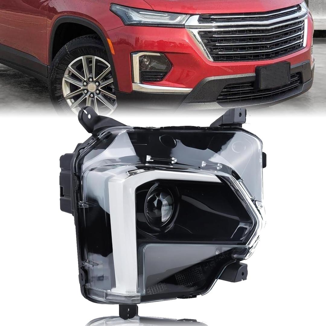 KAMDKI Right Passenger Side LED Headlight Compatible for 2022 2023 Chevy Traverse Chevrolet LED Projector Head lamp with LED DRL GM2503525