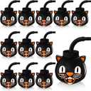 Umigy Halloween Cup for Kids 10 oz Reusable Plastic Cups Bulk Black Cat Shaped Cup with Lid and Straw for Gift Halloween Themed Party Favor Supplies(12 Pcs)
