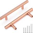 Rose Gold Cabinet Handles and Knobs - 3 Inch (76mm) Hole Centers Solid Stainless Steel Kitchen Cabinet Hardware Pulls for Drawers, Dressers & Cabinets - Modern Cabinet Handles