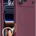Miracase Magnetic for iPhone 17 Pro Case, Compatible with MagSafe, Integrated Silicone Camera Control Cover, 3.0mm Thicken Shockproof Drop Protection Phone Case for 17 Pro,Wine Red
