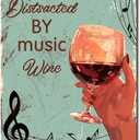 Ymyoo Metal Sign Vintage Wall Art Easily Distracted by Music and Lady Hand Art Tin Sign Paper Club 6x8inches (68inches)