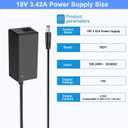 19V 3.42A Power Supply Adapter, 19V Laptop Charger, fit for DC 19Volt for Acer Asus Lenovo Gateway Toshiba Laptop, 19Vdc Samsung LG TV Monitor, for DC19V JBL Speaker Charger Cord.