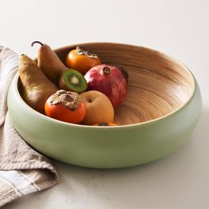 Fruit Bowl for Kitchen Counter – Handmade Spun Bamboo, Large 11.75" Fruit Basket, Eco-Friendly Decorative Serving Bowl for Home Decor, Produce Storage & Centerpiece (Sage)