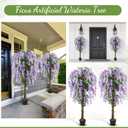 Thiccywoov 2 Pack 5ft Artificial Wisteria Tree Tall Fake Tree with Cement Base Pot Faux Floor Plant Decoration for Indoor Outdoor Home Office Housewarming Gift