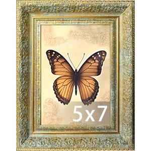 Vintage Picture Frame, Decorative Wall Hanging and Tabletop Display Photo Frame (Gold, 5X7)