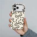 for iPhone 17 Pro Case, Aesthetic Black Bow Hybrid 2 Layer Hard Shell Silicone Protective Pattern Design Case