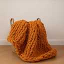 Chunky Knit Blanket Soft Chenille Yarn Knitted Throw Blanket 50"X60" Handmade Cable Warm Thick Giant Blanket for Couch Bed Trips (Burnt Orange, Throw 50x60)