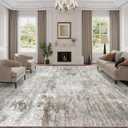 Abstract Rug 8x10 Large Living Room Rugs Neutral Modern Washable Area Rugs for Bedroom Dining Room Non-Slip Stain Resistant Foldable Thin Rug Grey Pink