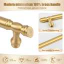 5 Pack Brushed Gold Solid Brass Cabinet Handles,Kitchen Drawer Pulls, 6-3/10 Inches Furniture Door Handles for Cupboard Bedroom Wardrobe(Antique)