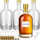 TBWIND 33 oz Clear Glass Bottles with Cork, 4 Pack Clear 1000ml Liquor Bottles, Thick Heavy Base Airtight Wine Bottles for Beverages, Liquor, Whiskey, Oil, Vinegar, Wedding Favors & Crafts