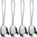 Square Head Stainless Steel Spoons,4PCS Korean style Thick Heavy Weight Soup Spoons,Dessert Spoons 7.3 Inch (silver)