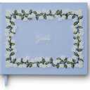 RIFLE PAPER CO. Hydrangea Embroidered Fabric Guest Book | Hard Cover Wrapped in Book Cloth & Ribbon Bookmark, (144 Ruled Pages Metallic Gold Ink, 10.25" W  8.25" L)