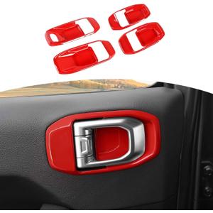 RT-TCZ for Wrangler JL Inner Door Handle Bowl Cover Decor Trim for Jeep Wrangler JL JLU Gladiator JT 2018 Up Red Interior Accessories 4pcs