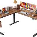 Agilestic 59 Inch L Shaped Standing Desk Adjustable Height, Electric Corner Standing Desk, Sit Stand Computer Table with Splice Board, Rustic Brown