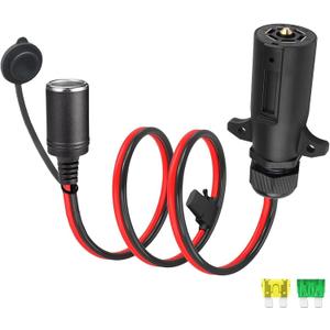 7-Way Power Access, 7 Pin Trailer Plug to Motorcycle Female Cigarette Lighter Socket 12V Power Source 12AWG Battery Charger Cable for RV Truck Trailer