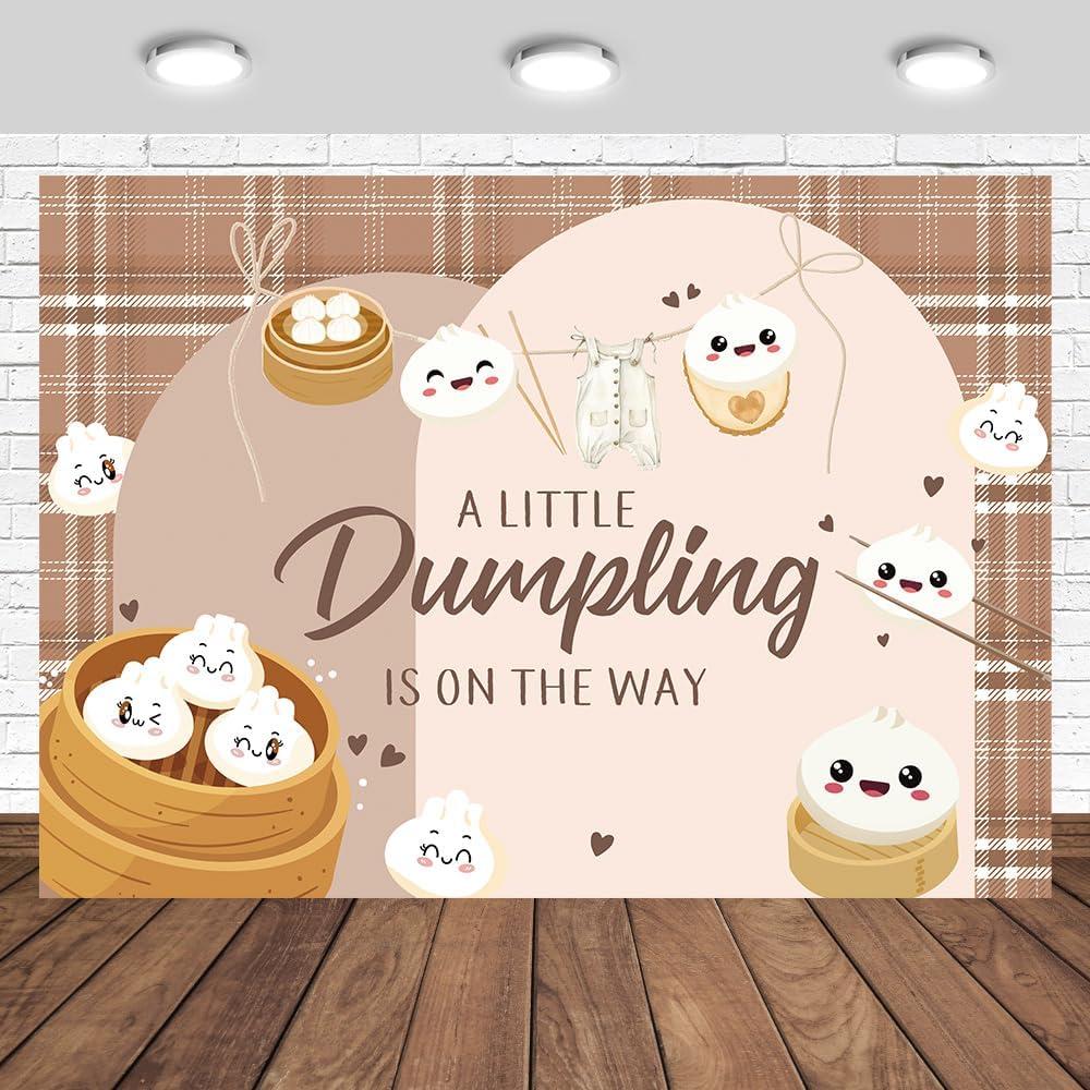 Little Dumpling Baby Shower Backdrop 7x5ft A Little Dumpling is On The Way Decorations Photography Background Chinese Food Theme Baby Shower Party Photo Studio Props