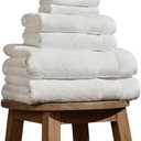 BIOWEAVES 100% Organic Cotton 700 GSM Plush 6-Piece Towel Set GOTS Certified, 2 Bath Towels, 2 Hand Towels & 2 Washcloths - Ivory, Beige Color