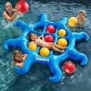 Pool Toys Game Set - Giant Inflatable Tic Tac Toe Pool Games for Adults KidsFun Pool Toys Pool Cornhole for 4-12, Family Pool Party Games with 10 Balls for Swimming Pool, Beach, Yards Outdoor