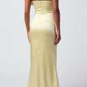 Lulus Bonnie Strapless Satin Ruffle Maxi Dress Glamorous Special Occasion Gown M