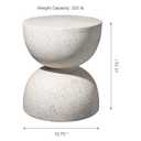 Glitzhome Outdoor Side Table, Round Accent End Table, Lightweight Hourglass Faux Terrazzo Decorative Garden Stool, 17.75" H White Planter Stand for Patio Porch Balcony Living Room