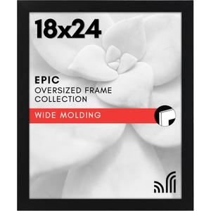 Americanflat 18x24 Poster Frame with Polished Plexiglass - Black Picture Frame - Wide Photo Frames Made of Engineered Wood for Vertical or Horizontal Wall Display - Epic Collection - Black