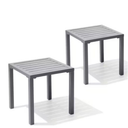 15.7 in. Square Aluminum Outdoor Side Table in Gray (2-Pack)