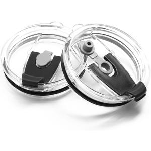 2 Pcs Tumbler Flip Lid for 20oz Water Bottle, Plastic Cup Replacement Cover, Spill Proof for Travel Mug Bottle (Black, Flip)