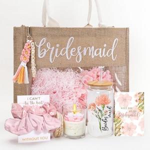 pengtai Bridesmaid Gifts,Bridesmaids Proposal Bag,Will You Be My Bridesmaid,Bridesmaids Tote Bag Glass Cup Proposal Gifts