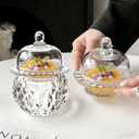 Caviar Server Set,Chilled bowl Glass Caviar Dish With Lids,ice bowls to keep food cold, Elegant Serving Tray for Caviar Shrimp and Party Appetizers dip bowl ice cream (Leaf-Large 5.1''x7.1'')