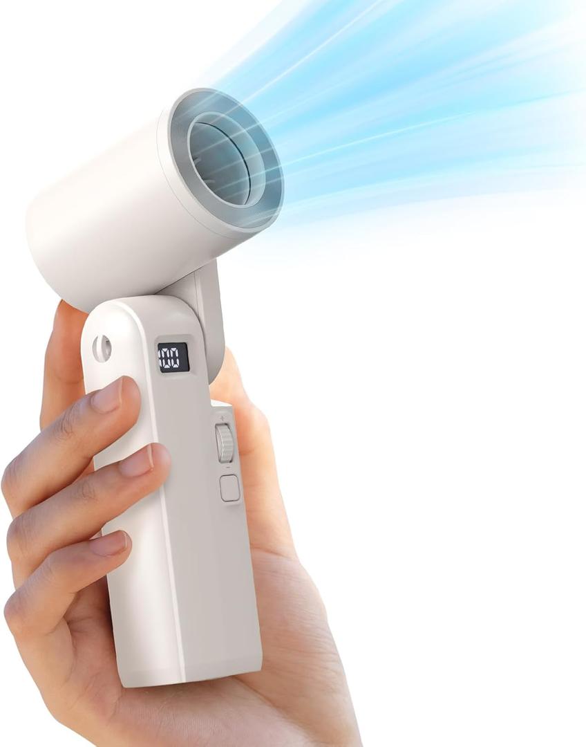 Marchpower Portable Handheld Turbo Fan [18H Max Cooling Time], Personal Mini Hand Fan Foldable with 100 Speed Adjustable, Digital Display, Rechargeable Air Cooling Fans for Travel Outdoor Women Gifts