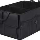 JiatuA Car Trunk Backseat Organizer for SUV, 8 Pocket Waterproof, Dust-proof, Sturdy Foldable Cargo Net Storage for More Trunk Space with Adjustable Straps, Black