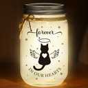 Glooglitter Cat Memorial Gifts for Loss of Cat Mason Jar Night Light Decor Pet Lover Sympathy Remembrance Gifts for Women Loss Loved Pet Bereavement Memorial Ornament