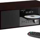 LONPOO Stereo Shelf System for Home, Vintage CD Player 40W RMS Micro Mini System with Remote Control, Bluetooth, FM Radio, USB MP3 Playback & Aux-in,Brown