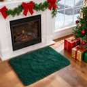 Merelax Soft Modern Indoor Shaggy Area Rug for Bedroom Livingroom Dorm Kids Room Home Decorative, Non-Slip Plush Fluffy Furry Fur Rugs Comfy Nursery Accent Floor Carpet 2x3 Feet, Christmas Green