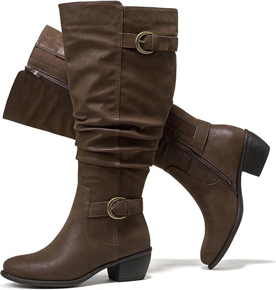Luoika Women's Extra Wide Calf Knee High Boots, Wide Width Slouchy Knee-High Boots, Size: 6