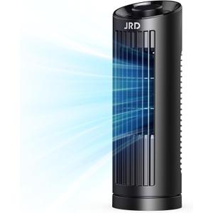 JRD 13'' Tower Fan with 3 Speeds, 80 Oscillating, 23ft/s Bladeless Desk Fan, Quiet Operation, Compact & Portable Table Fan for Bedroom Home Office Desktop (13 inch Knob, Black)