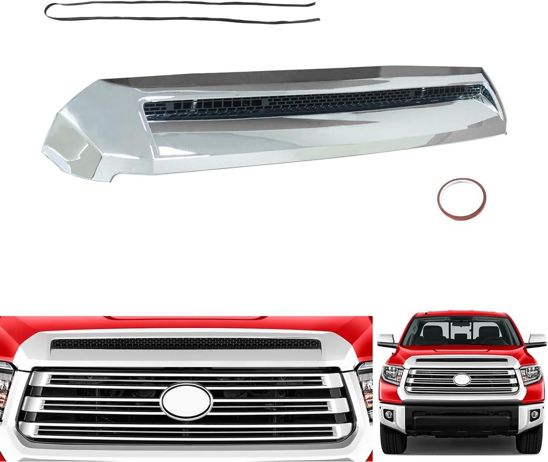 Tundra Front Upper Hood Bulge Molding Chrome Compatible with 2014 2015 2016 2017 2018 2019 2020 2021 To-yota Tundra