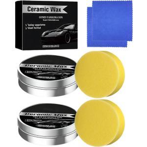 Ceramic Wax Cream for Cars, Strong Protection Car Coating Polishing Wax, Auto Car Scratch Repair Remover Paste with Sponge(2Pcs)