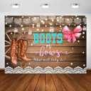 Avezano Boots or Bows Gender Reveal Backdrop Rustic Wooden Cowboy Boots Gender Reveal Party Decorations Boy or Girl Baby Shower Photography Background Cake Table Banner (6x5ft)