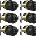Privacy Door Knob, Matte Black Door Knobs Interior Keyless Locks Set(6 Pack), Bedroom Bathroom Door Knob with Lock, Reversible for Left/Right Door Handle