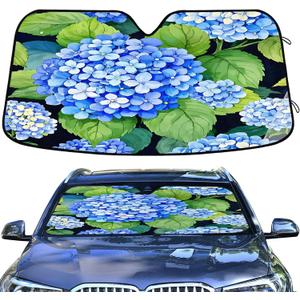 Blue Hydrangea Flower Car Windshield Visor Sun Shade Cover for SUV Front Window 55 * 27.6inch